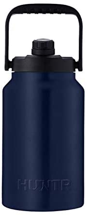 Gallon Steel Water Bottle (Navy Blue) with Cleaning Brush Included, by HUNTR