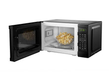 Load image into Gallery viewer, DBMW0920BBB- Danby 0.9 cuft Black Microwave - front facing view with door open with popcorn inside
